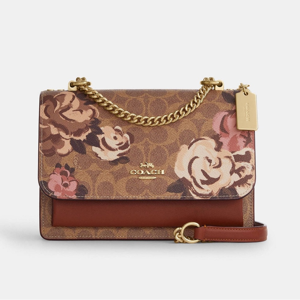 NWT COACH Klare Crossbody Bag In Signature Canvas With Rose Print CY814
